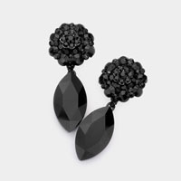Bubble Stone Cluster Accented Marquise Link Dangle Evening Earrings