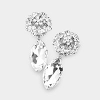 Bubble Stone Cluster Accented Marquise Link Dangle Evening Earrings