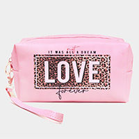 Leopard Patterned LOVE forever Message Pouch Bag