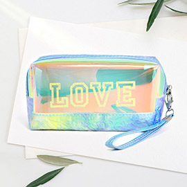 LOVE Message Hologram Wrinkled Pouch Bag