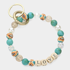 LOVE Message Accented Pearl Beaded Keychain / Bracelet