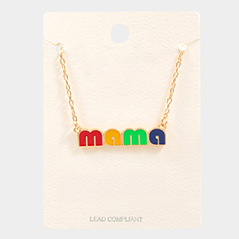 mama Enamel Message Pendant Necklace