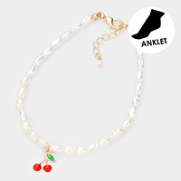 Cherry Charm Freshwater Pearl Anklet