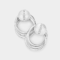 Rhinestone Embellished Triple Open Circle Layered Earrings