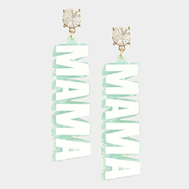 Round Stone Celluloid Acetate MAMA Message Link Dangle Earrings