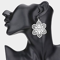 MAMA Message Brass Metal Flower Dangle Earrings