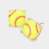 Softball Printed Square Stud Earrings