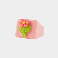Flower Cactus Accented Resin Ring