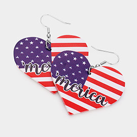 'merica Message Heart Flag Dangle Earrings
