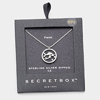 Secret Box _ Sterling Silver Dipped CZ Embellished Pisces Zodiac Pendant Necklace