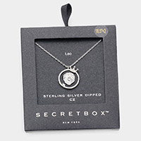 Secret Box _ Sterling Silver Dipped CZ Embellished Leo Zodiac Pendant Necklace