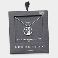 Secret Box _ Sterling Silver Dipped CZ Embellished Virgo Zodiac Pendant Necklace