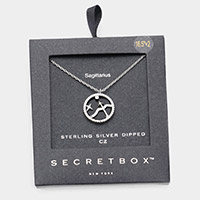 Secret Box _ Sterling Silver Dipped CZ Embellished Sagittarius Zodiac Pendant Necklace