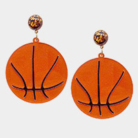 Glittered Resin Basketball Dangle Earrings
