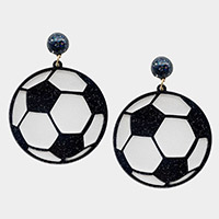 Glittered Resin Soccer Dangle Earrings