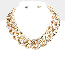 Stone Embellished Chain Link Necklace