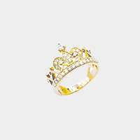 CZ Embellished Crown Ring