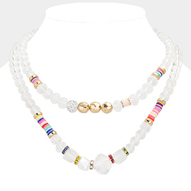 Lucite Heishi Beaded Double Layered Necklace