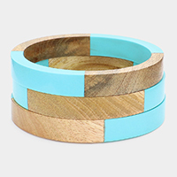 3PCS - Wood Resin Bangle Bracelets