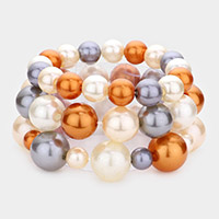 3PCS - Pearl Strand Stretch Bracelets