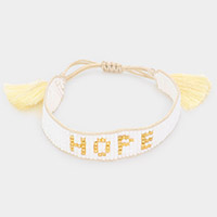 HOPE Message Beaded Tassel Pull Tie Cinch Bracelet