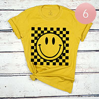 6PCS - Assorted Size Smile Face  Printed Graphic T-shirts