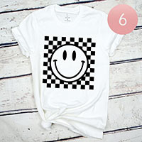 6PCS - Assorted Size Smile Face  Printed Graphic T-shirts
