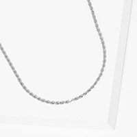 White Gold Dipped Rope Chain Metal Necklace