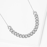 White Gold Dipped Metal Chain Necklace
