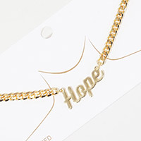 Hope Message Pendant Gold Dipped Metal Necklace