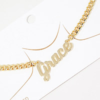 Grace Message Pendant Gold Dipped Metal Necklace