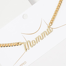 Momma Message Pendant Gold Dipped Metal Necklace