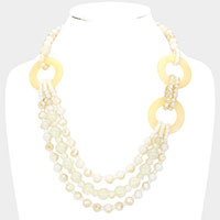 Marble Beads Link Triple layered Necklace