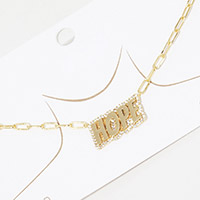 Gold Dipped Hope Message Pendant Necklace