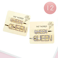 12 SET OF 2 - Queen Message Bobby Pins