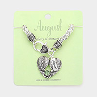 August - Birthstone Heart Charm Bracelet
