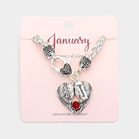 January - Birthstone Heart Charm Bracelet