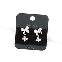 CZ Stone Pave Butterfly Dangle Evening Earrings