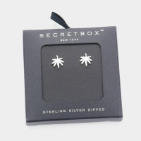 Secret Box_Sterling Silver Dipped Hemp Leaf Stud Earrings