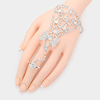 Round Crystal Rhinestone Net Hand Chain Bracelet
