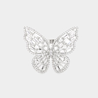 Glass Stone Accented CZ Pave Butterfly Ring