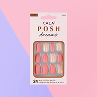 24PCS - Posh Dreams Short Oval Pink/Glitter Nails Set 