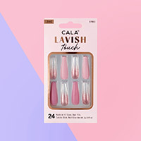 24PCS - Lavish Touch Long Coffin Pink Glitter Nail Set