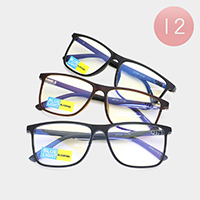 12PCS - Square Frame Blue Light Blocking Reading Glasses
