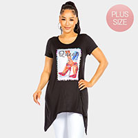 Bling Queen Graphic Printed Half Sleeves Top