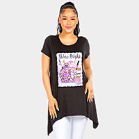 Bling Shine Bright Graphic Printed Half Sleeves Top