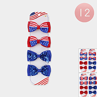 12 SET OF 4 - American USA Flag Theme Hair Clips