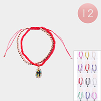 12PCS - Jesus Religious Pendant Adjustable Bracelets