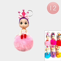 12PCS - Baby Girl Pom Pom Keychains