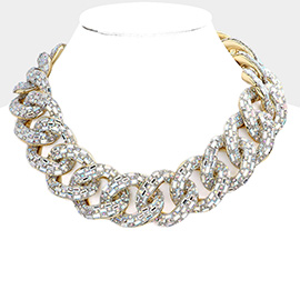 Stone Embellished Chunky Chain Necklace
